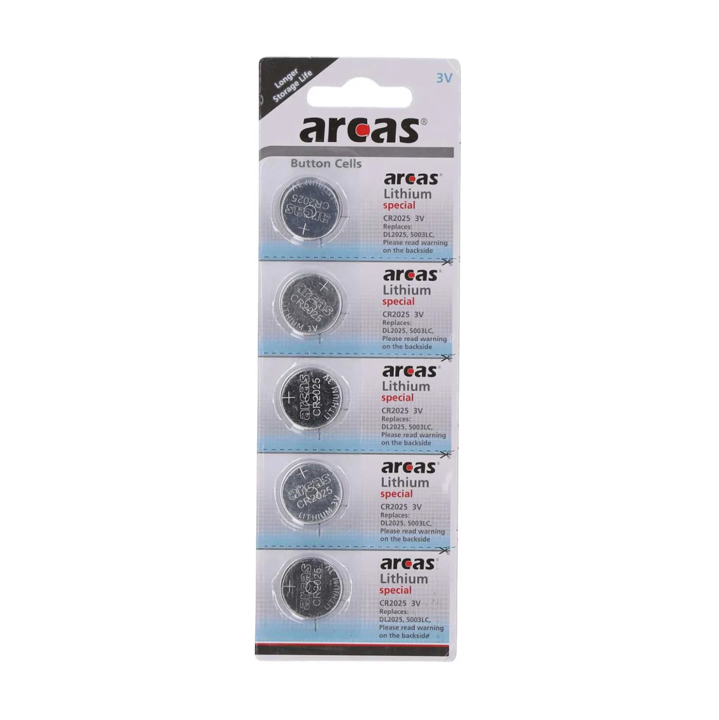 Arcas Batterie Lithium CR2025, 5 Stück