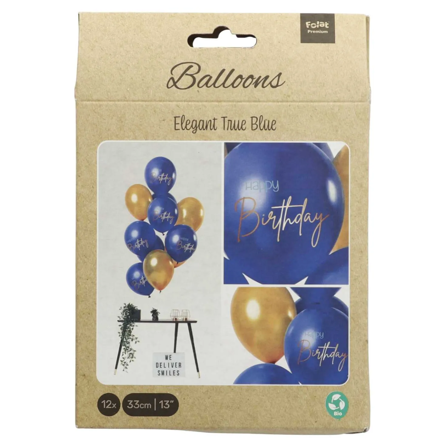 Ballon-Set Happy Birthday True Blue, 33 cm, 12 Stück