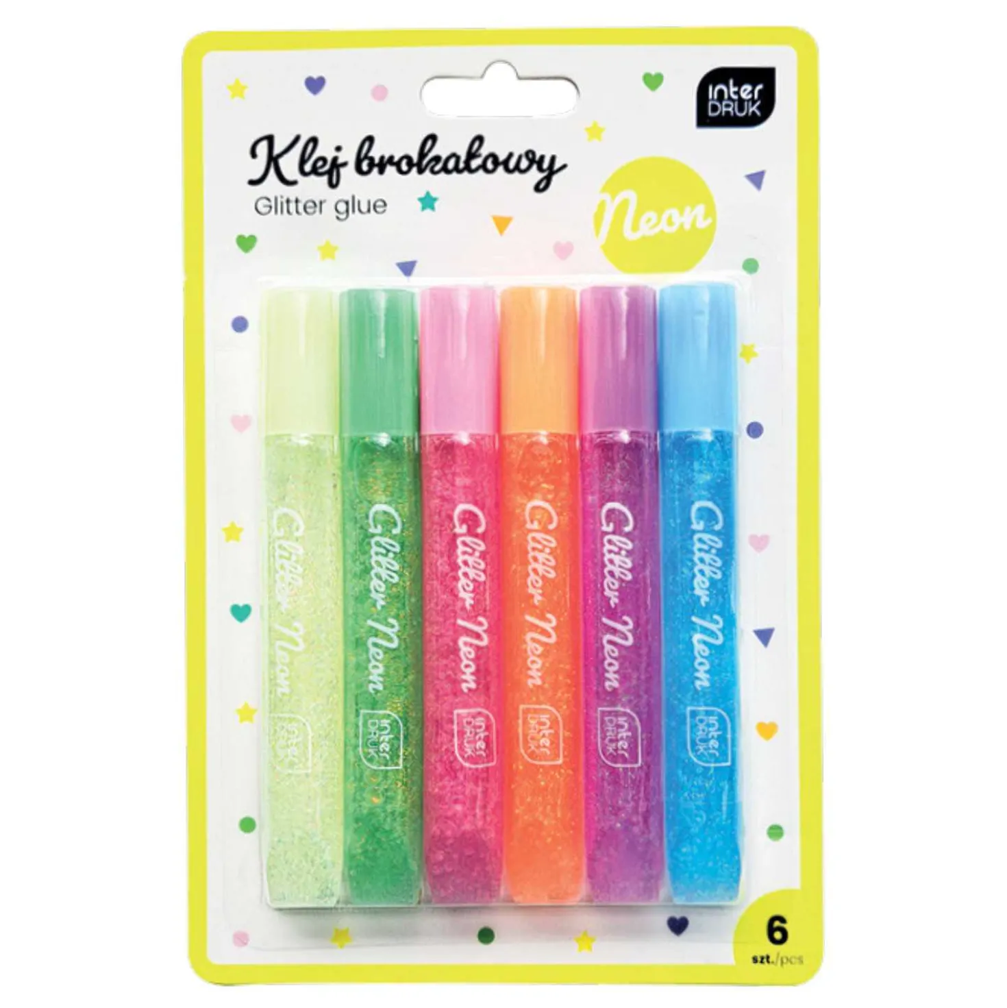Bastelkleber Glitter neon, 6 Stück