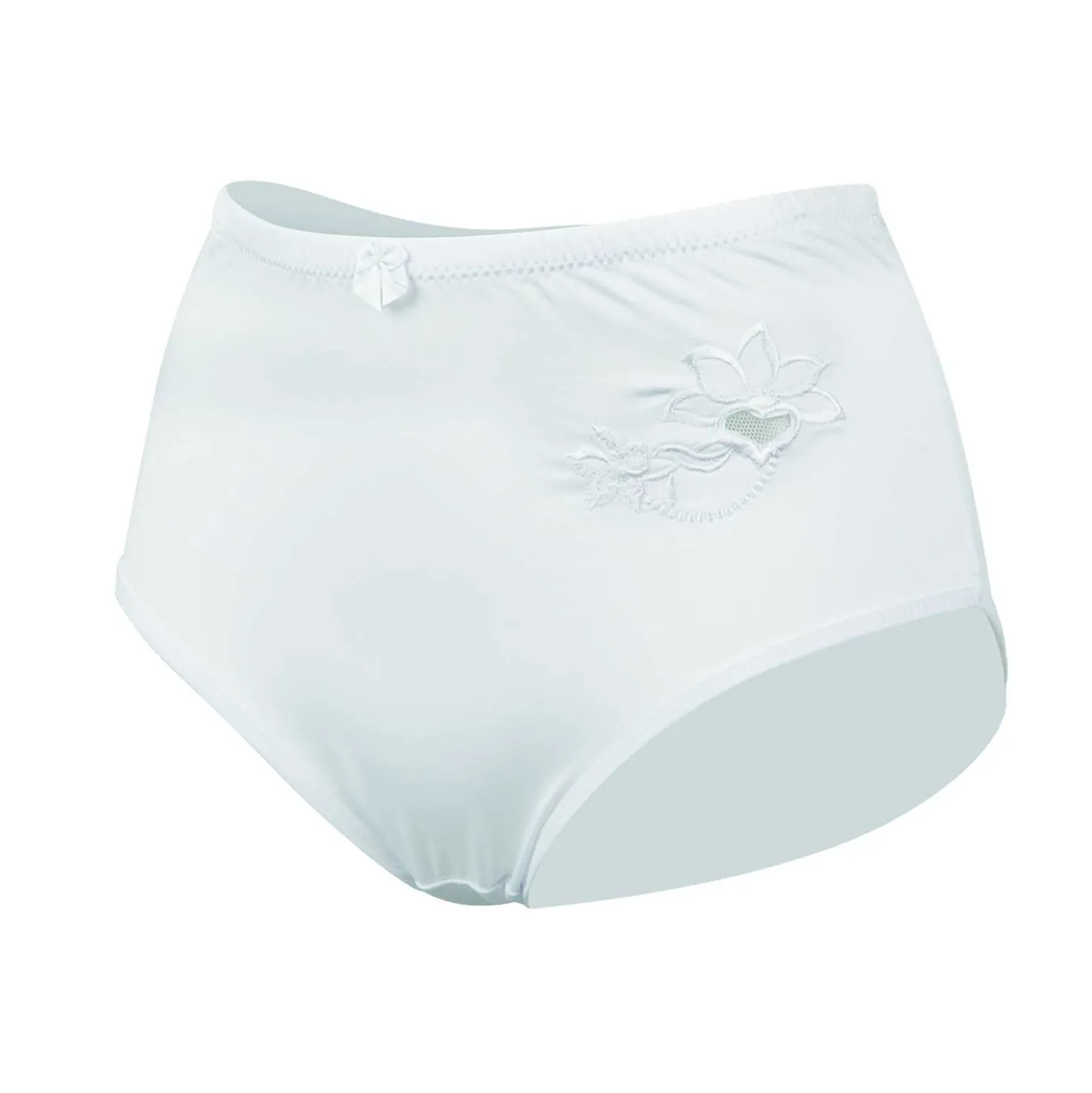 Damen Slip Microfaser mit Stickerei, weiß, 2 Stück