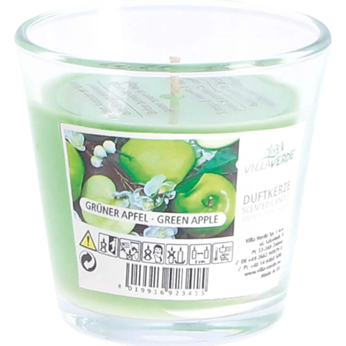 Duftkerze im Glas, Duft: Grüner Apfel, Höhe 7,5 cm