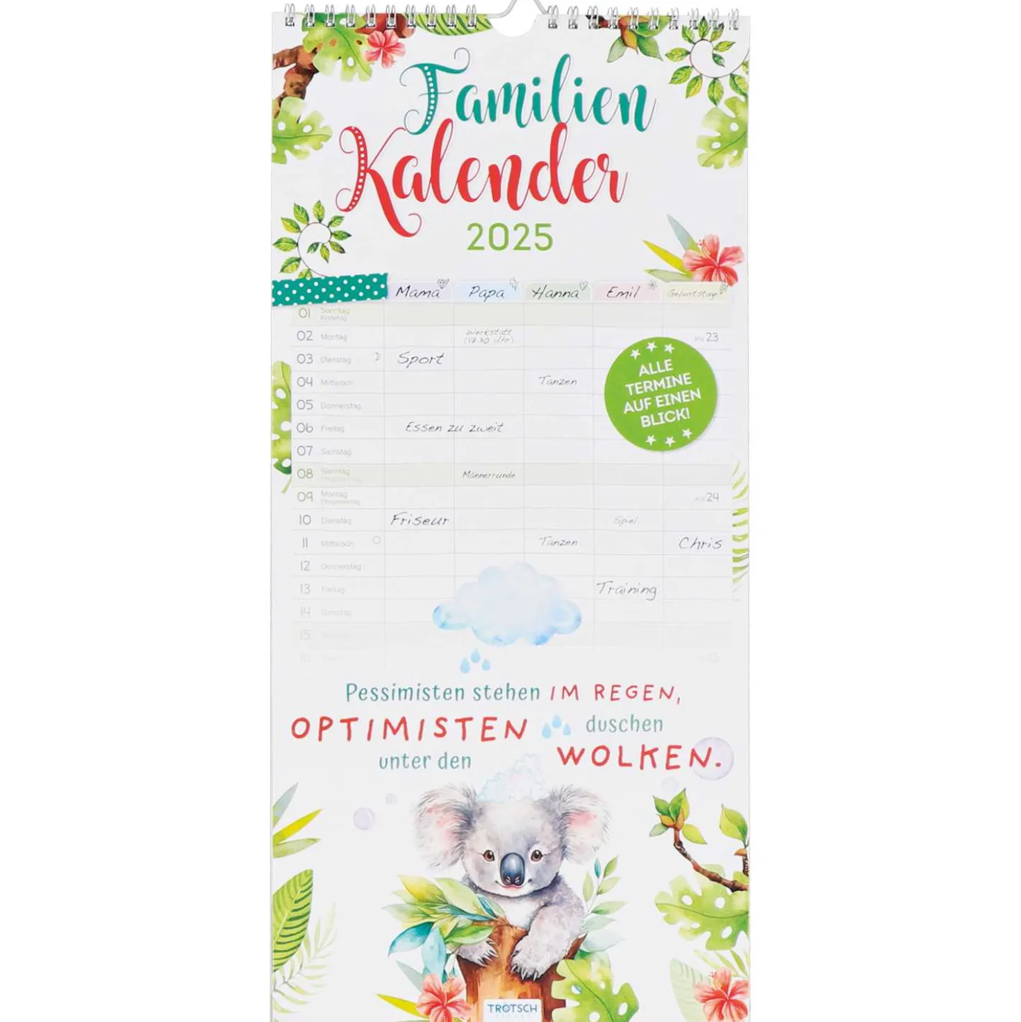 Familienplaner 2024 Tiere und Blumen