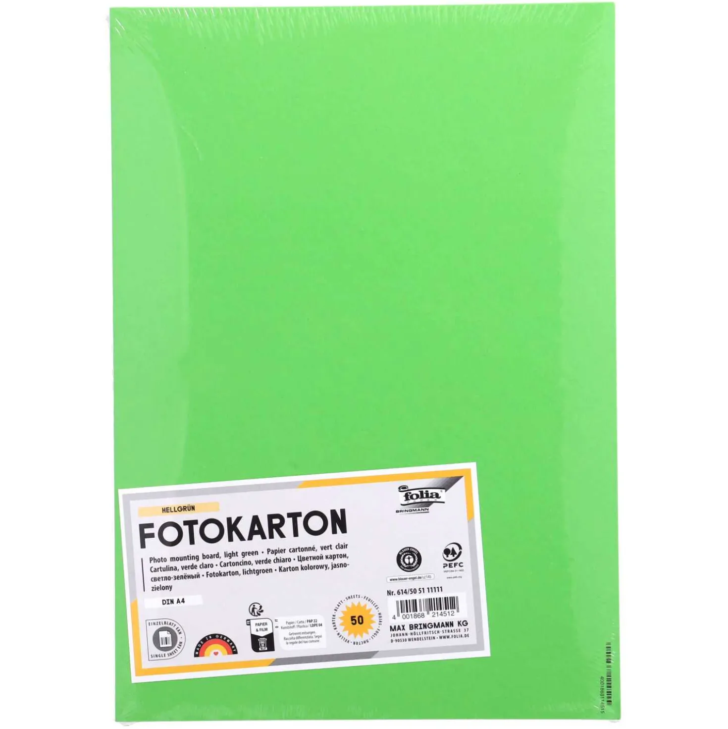 Folia Fotokarton hellgrün DIN A4