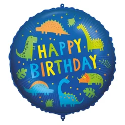 Folienballon HBD Dino rund, 46 cm