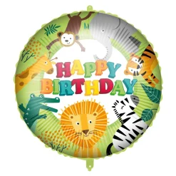 Folienballon HBD Jungle rund, 46 cm