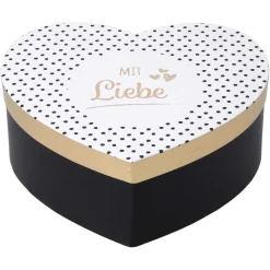 Geschenkbox Grüße 3, Herzform, gold