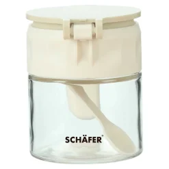 Gewürzbehälter Glas mit Löffel, creme