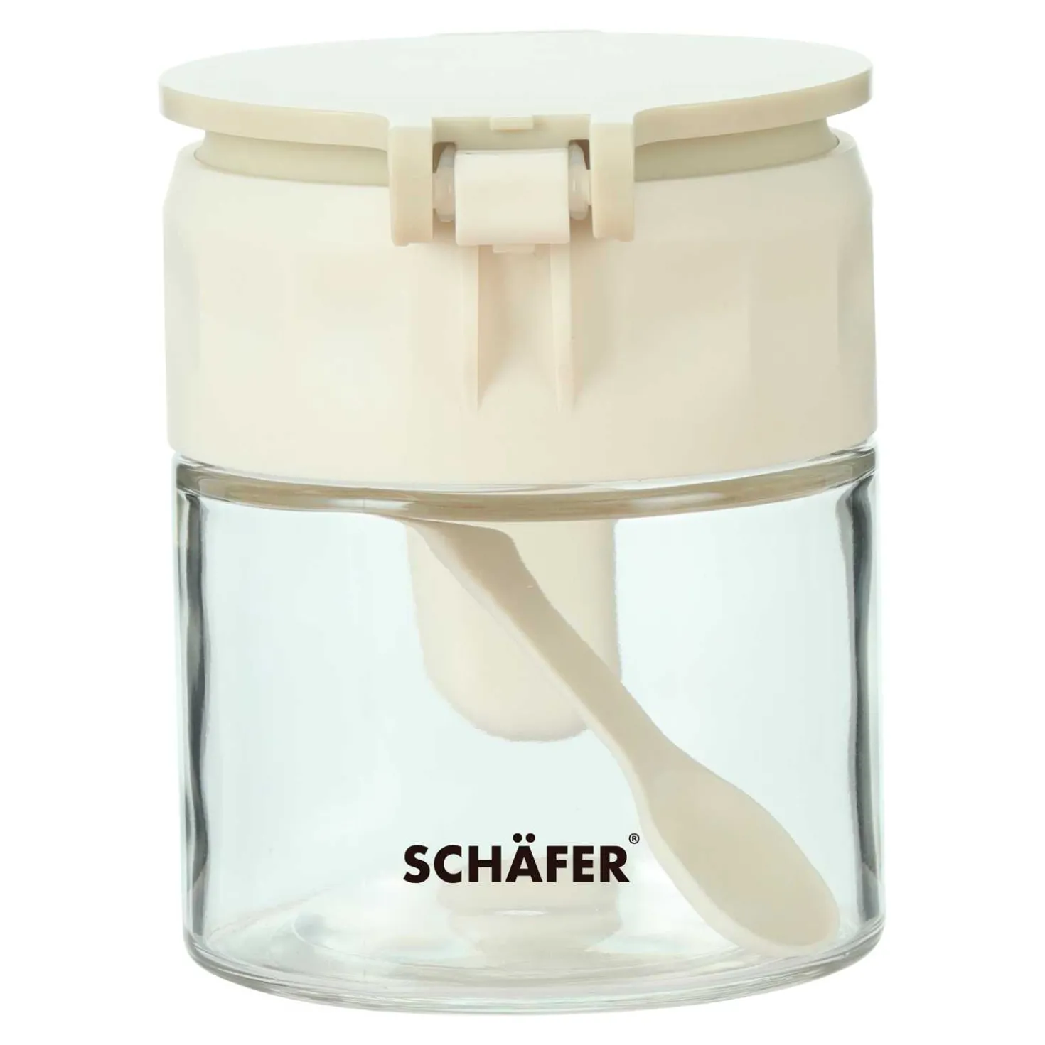 Gewürzbehälter Glas mit Löffel, creme