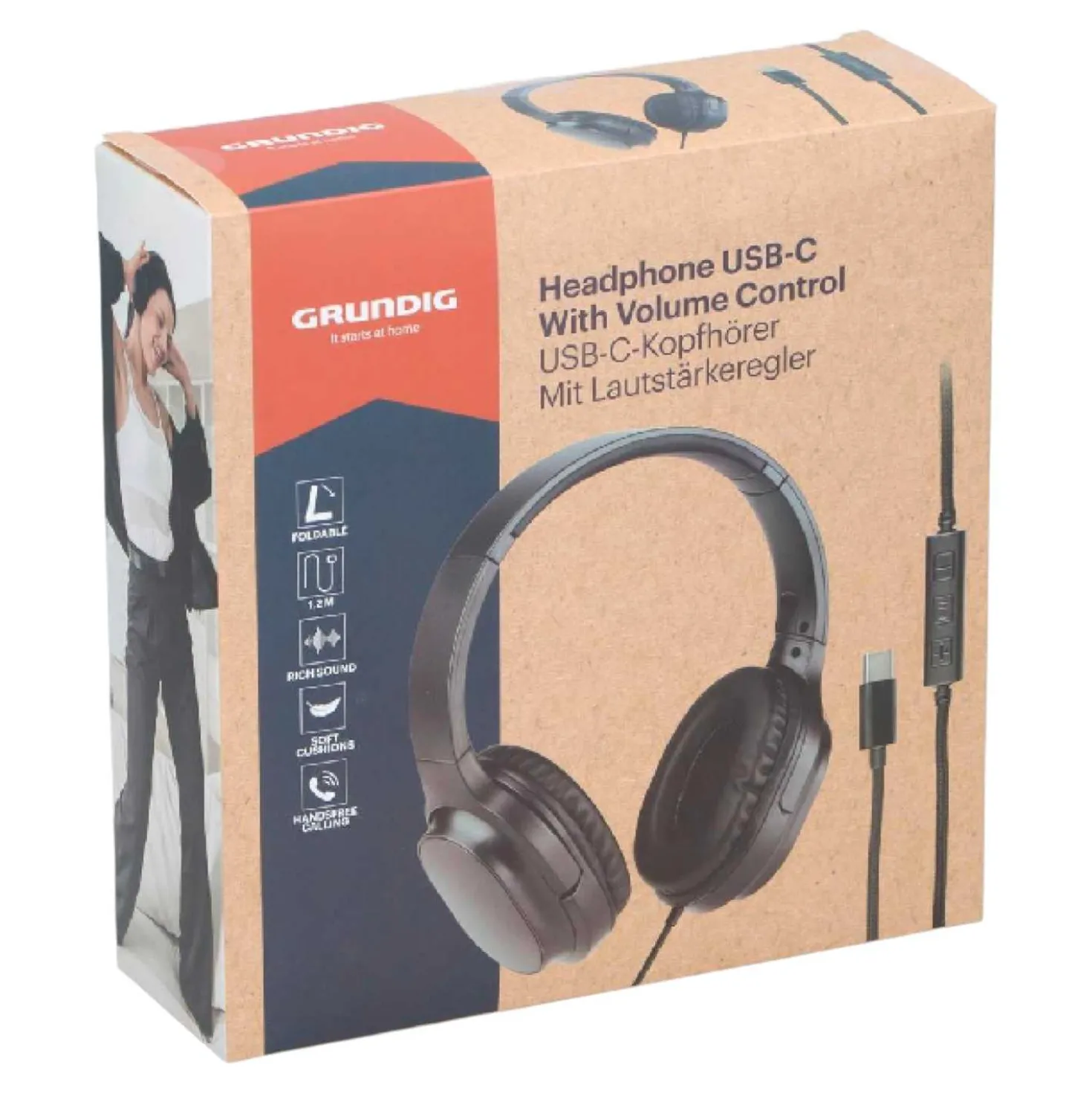 Grundig Kopfhörer On Ear Typ-C, schwarz