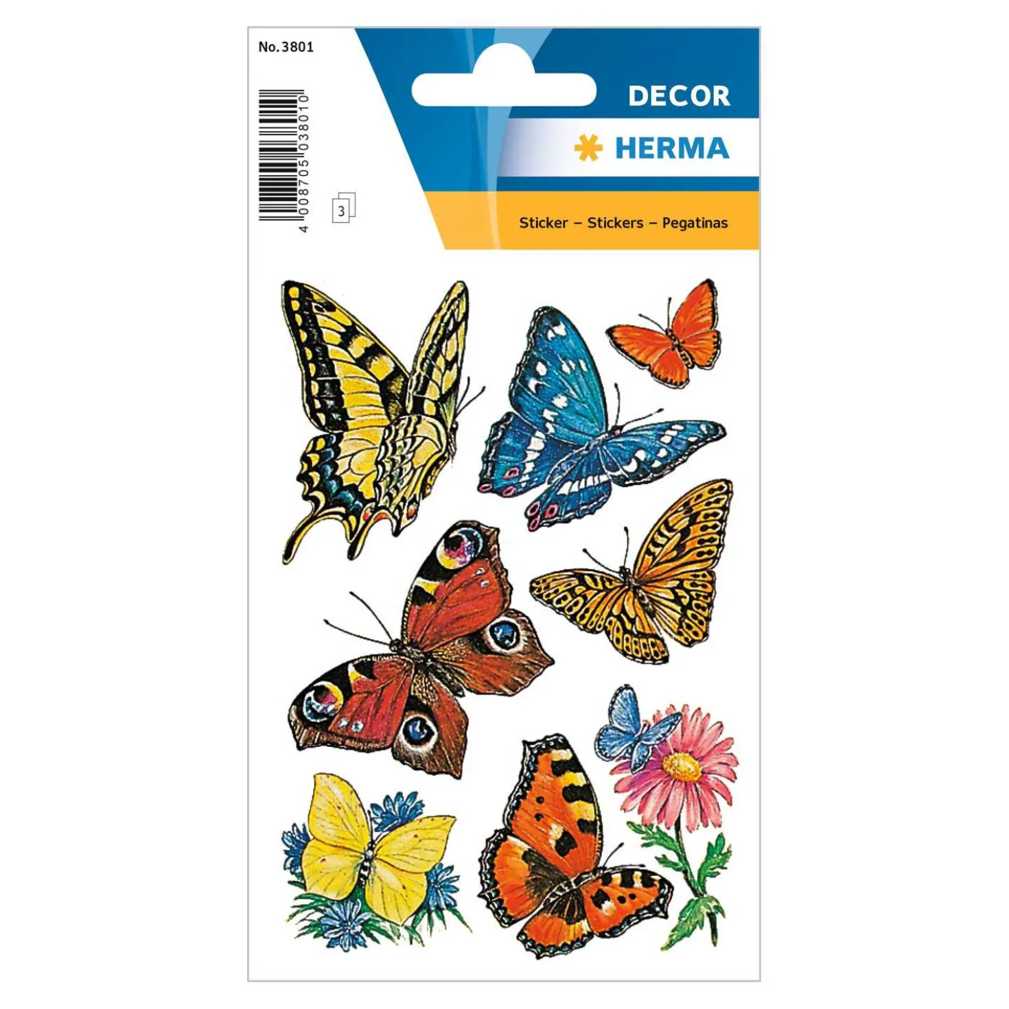 Herma Sticker Schmetterling, 3 Blatt