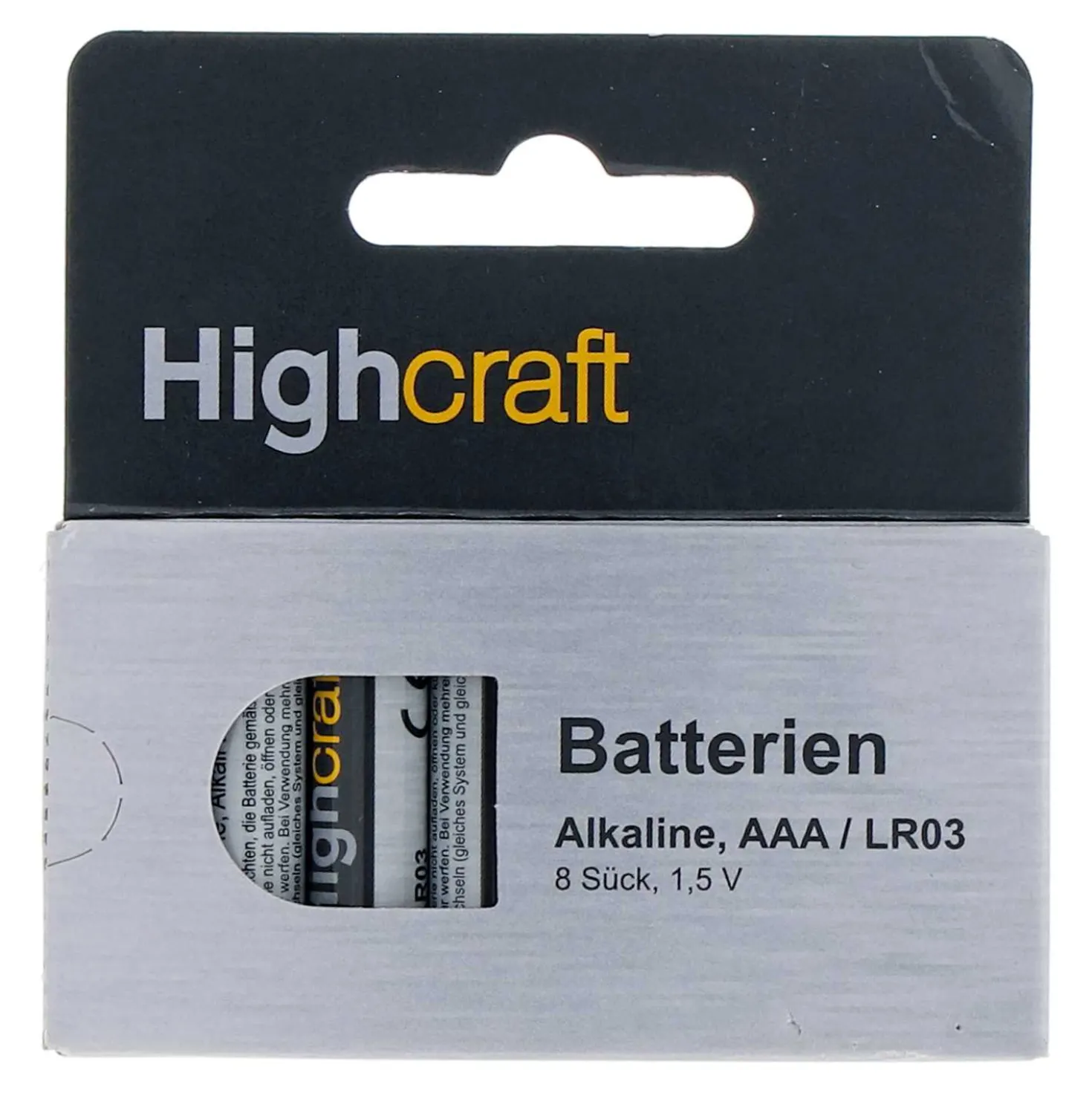 Highcraft Batterie AAA/R3 Alkaline, 8 Stück