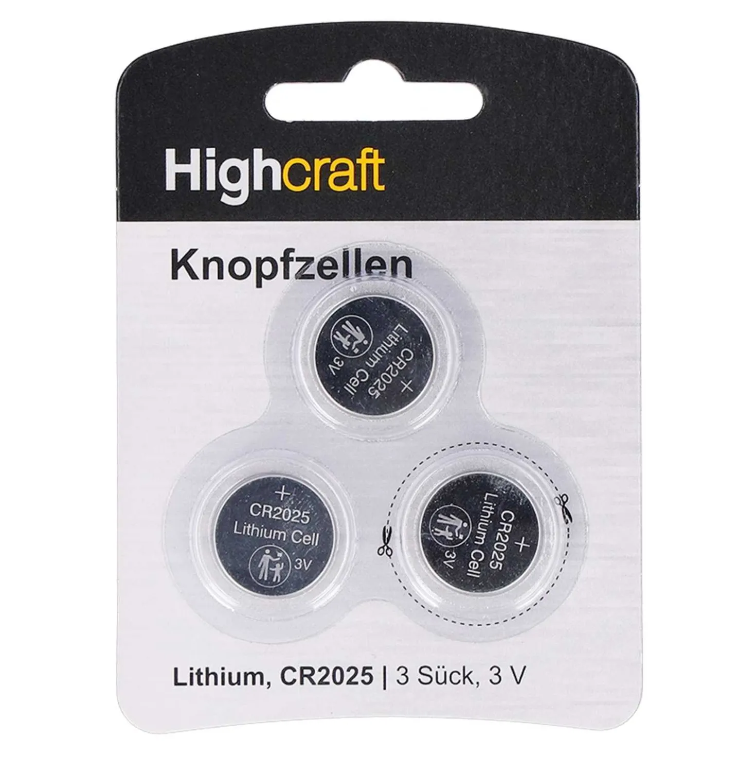 Highcraft Batterie CR2025 Lithium, 3 Stück