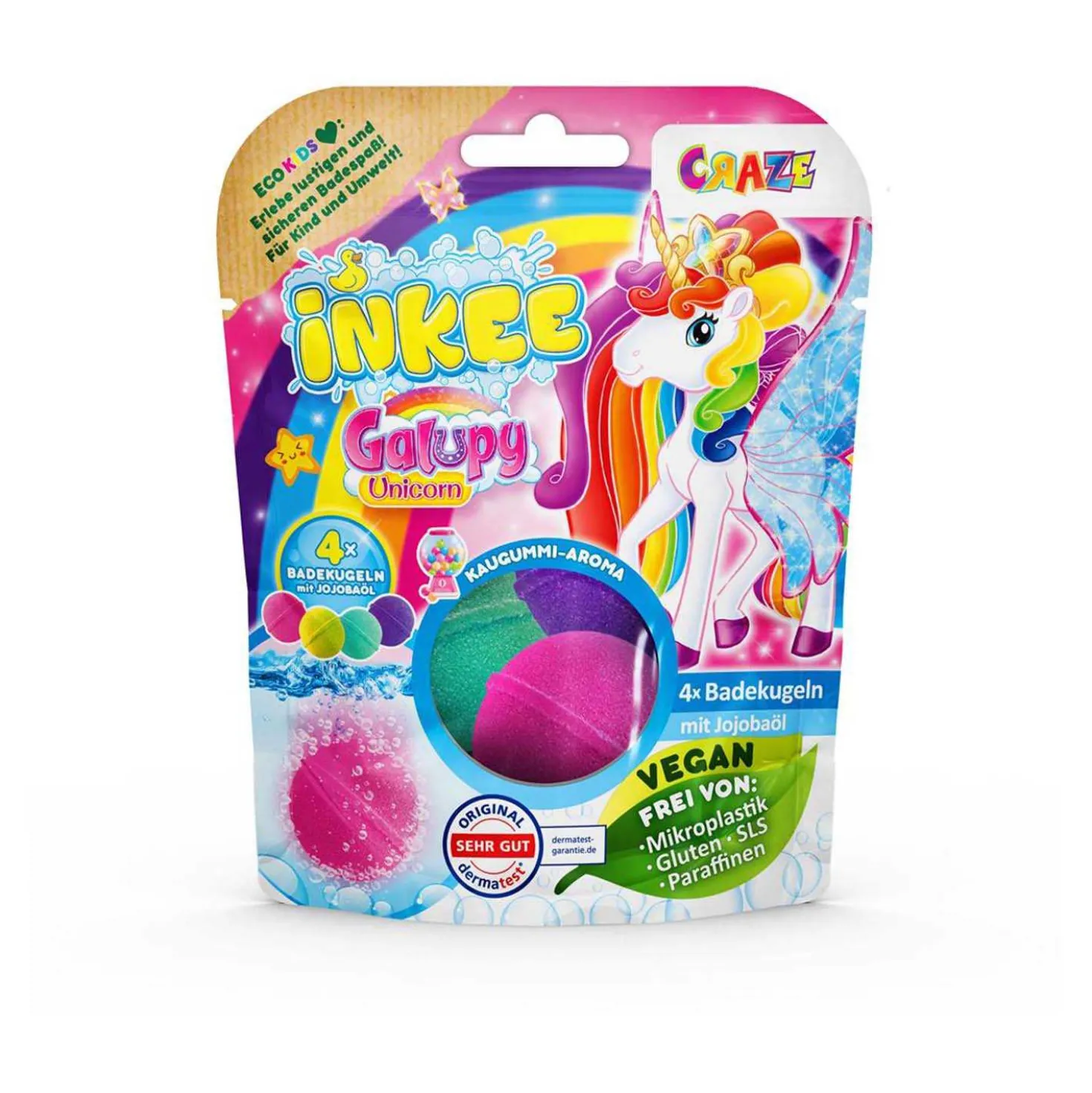 Inkee Badebombe . Galupy Unicorn, 4 Stück