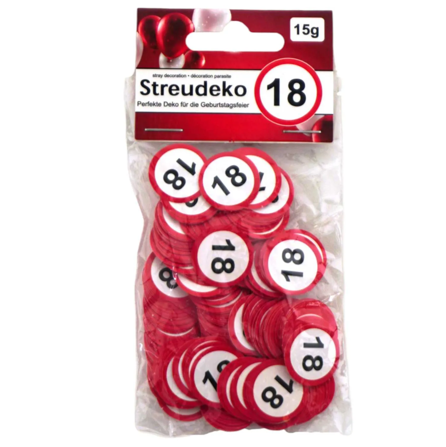 Konfetti 18 Jubiläum Verkehrsschild