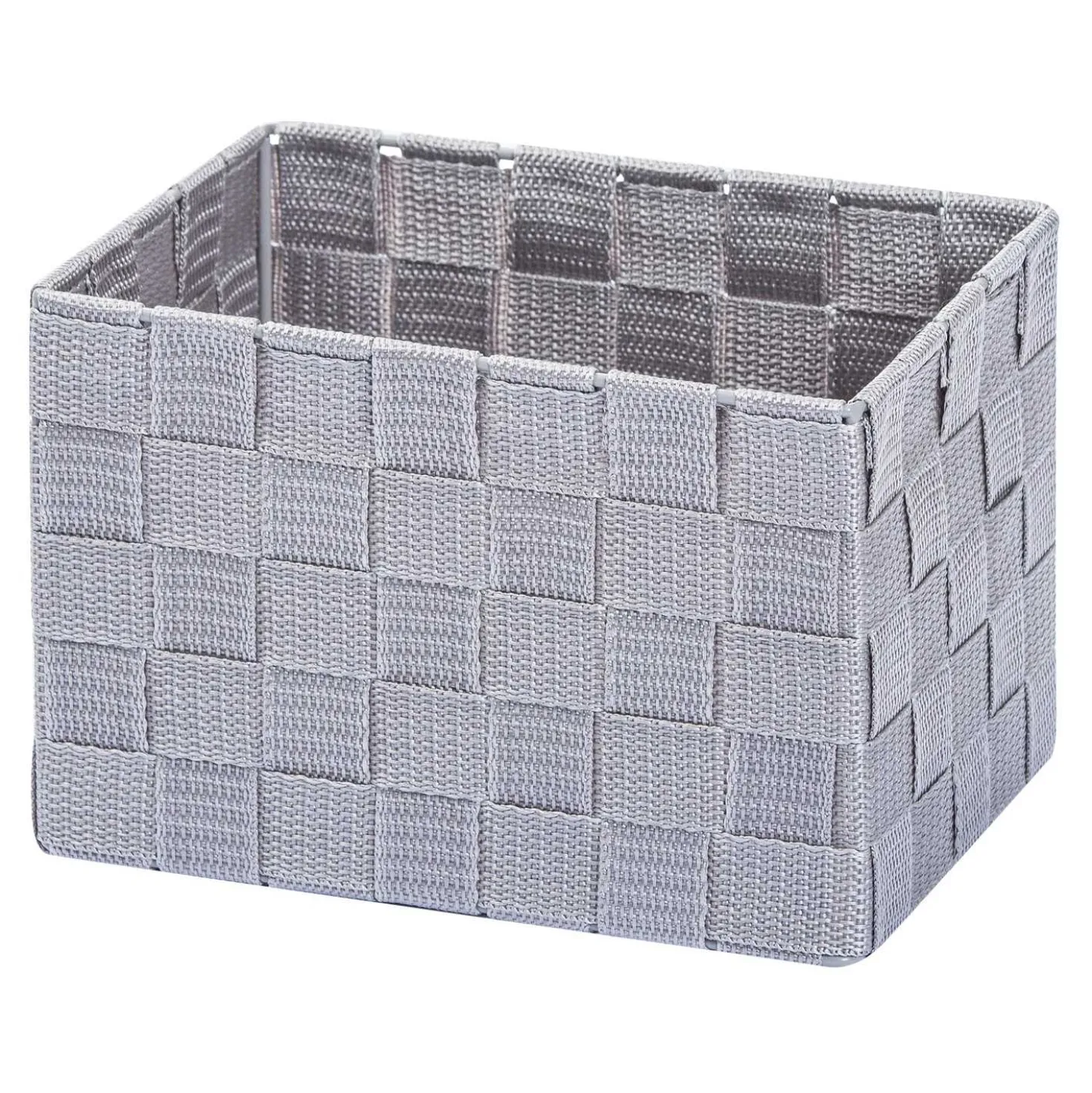 Korb groß 20 x 15 x 13,5 cm, geflochten, grau