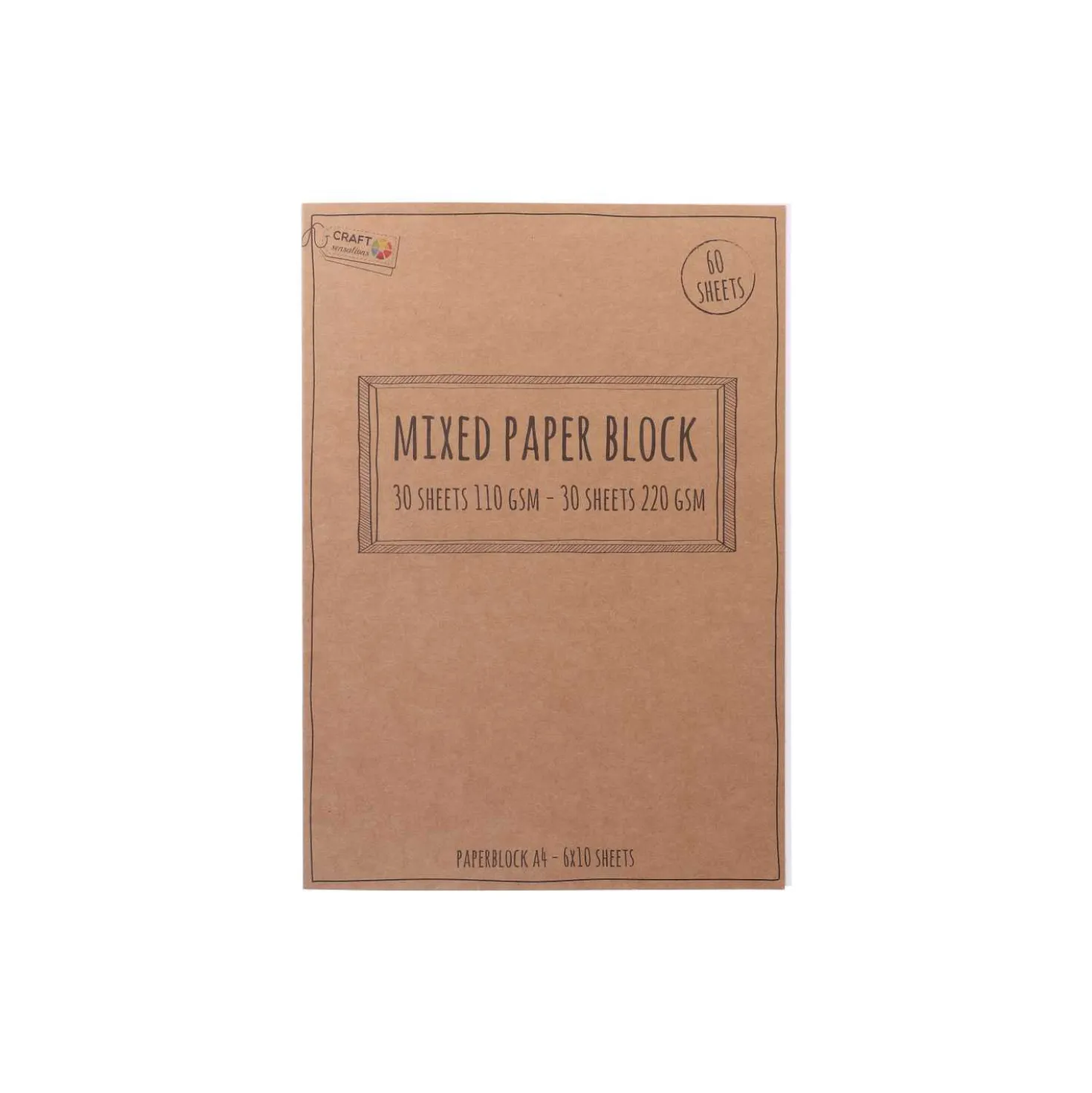 Kraftpapier-Block DIN A4, 60 Blatt gemixt