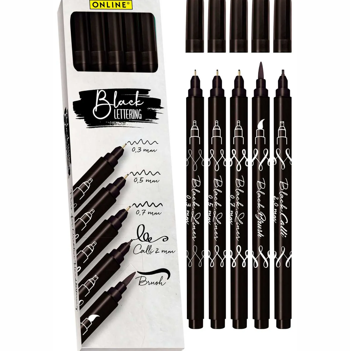 Lettering-Set black, 5 Stück