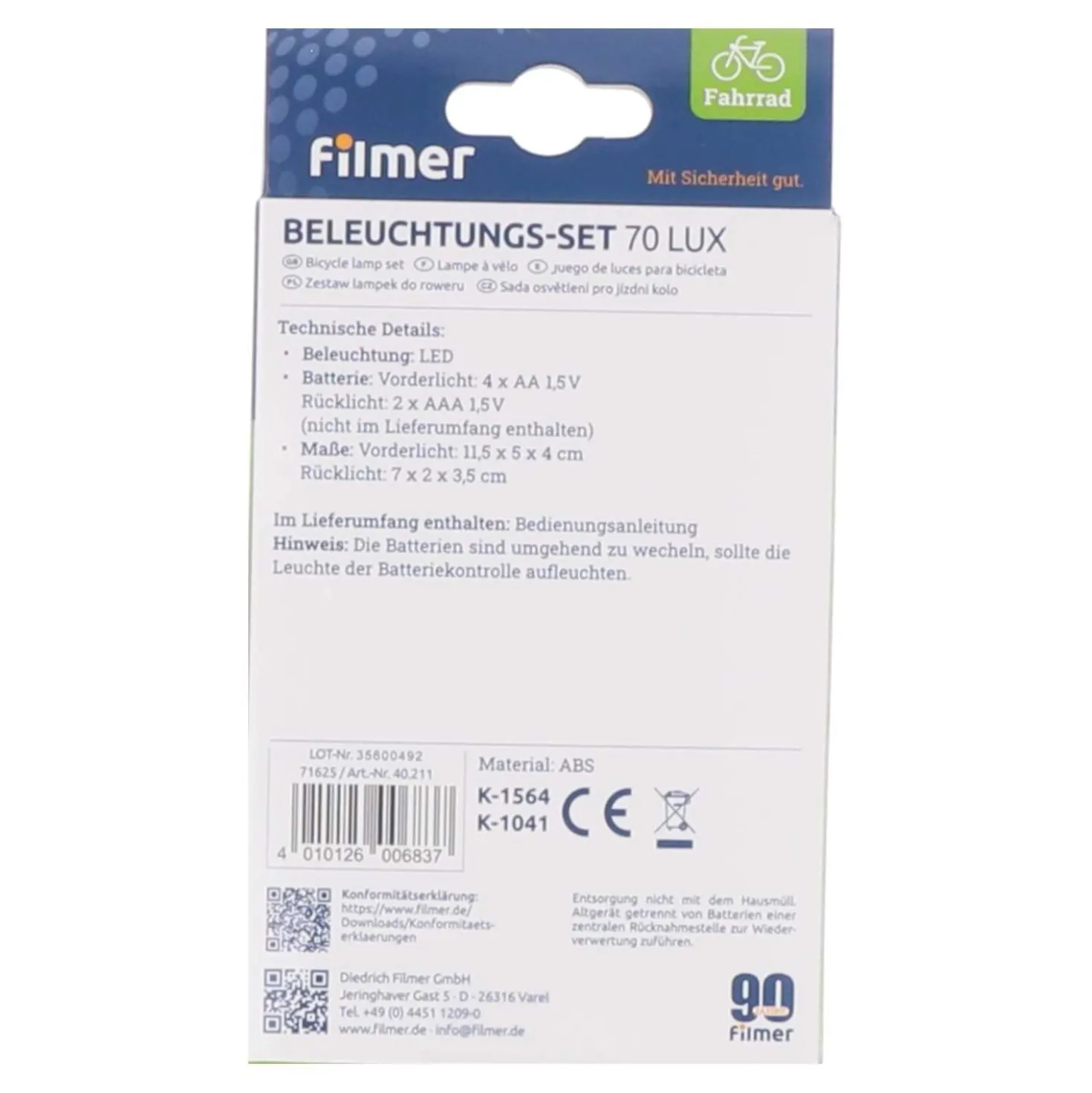 Lux Fahrradbeleuchtung Premium 70