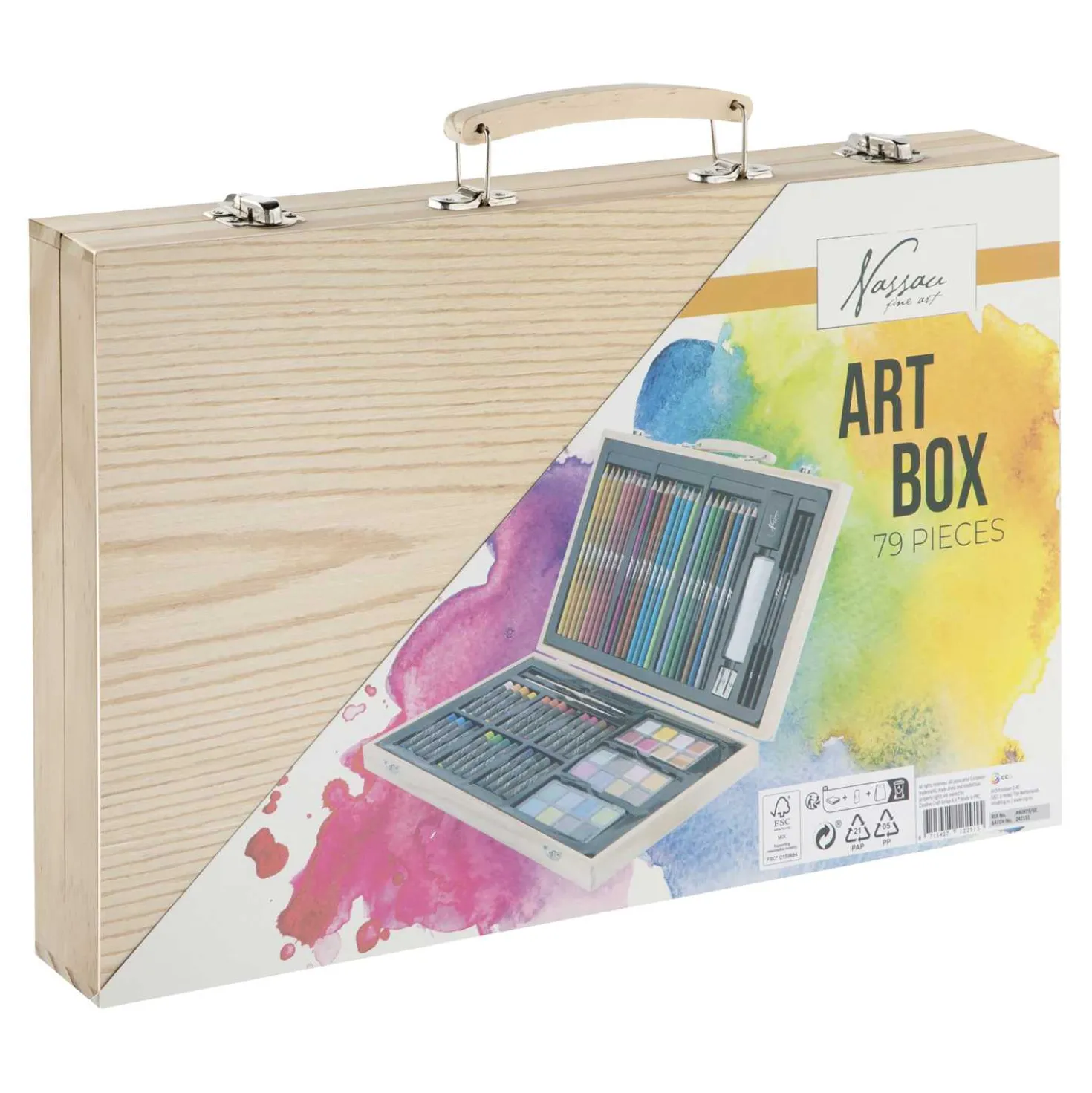 Malkoffer Art Box Holzkoffer, 79-teilig
