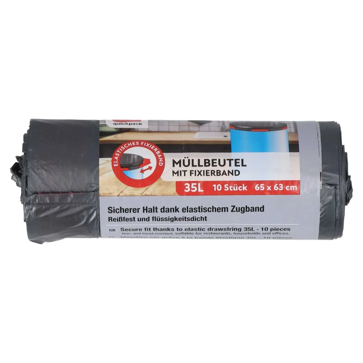 Müllbeutel mit Fixierband, 35 l, 10 Stück