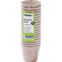 novooo Anzuchttöpfe 6 x 6,5 cm Pappe, 18 Stück