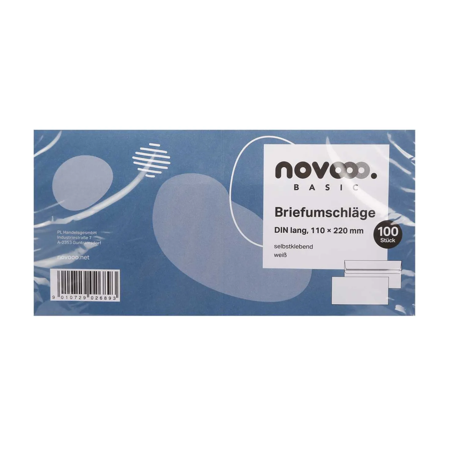 novooo Briefumschläge DIN Lang ohne Fenster, 100 Stück