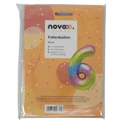 novooo Folienballon 6 Jahre Regenbogen, 90 cm