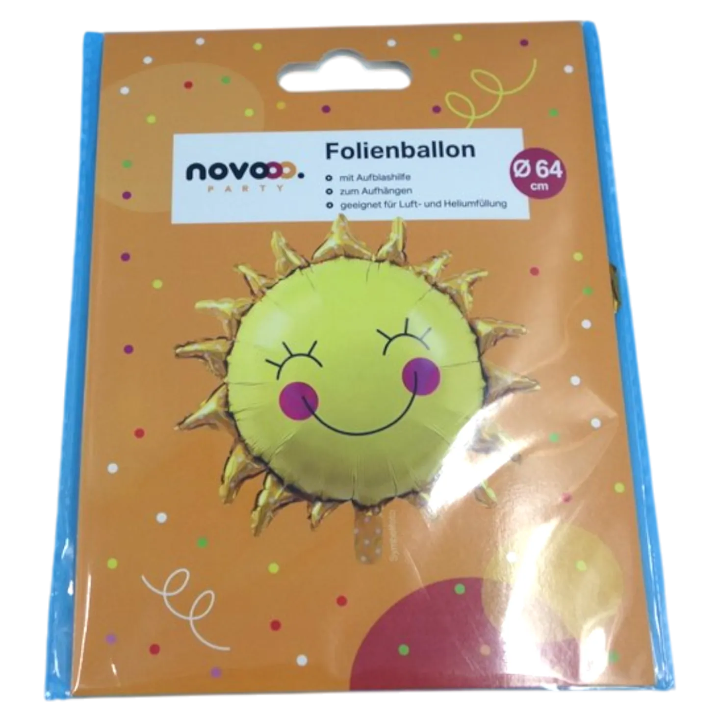 novooo Folienballon Sonne, 64 x 64 cm