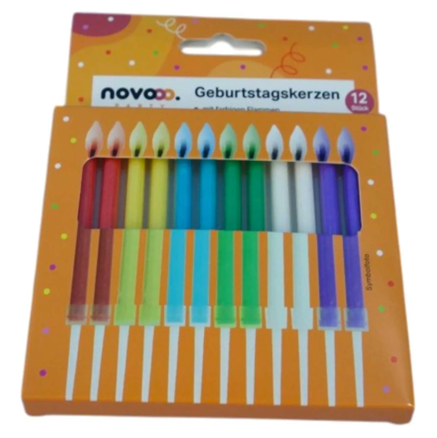 novooo Geburtstagskerzen farb. Flamme, 12 Stück