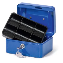 novooo Geldkassette Metall, blau, 15 x 11,5 x 8 cm