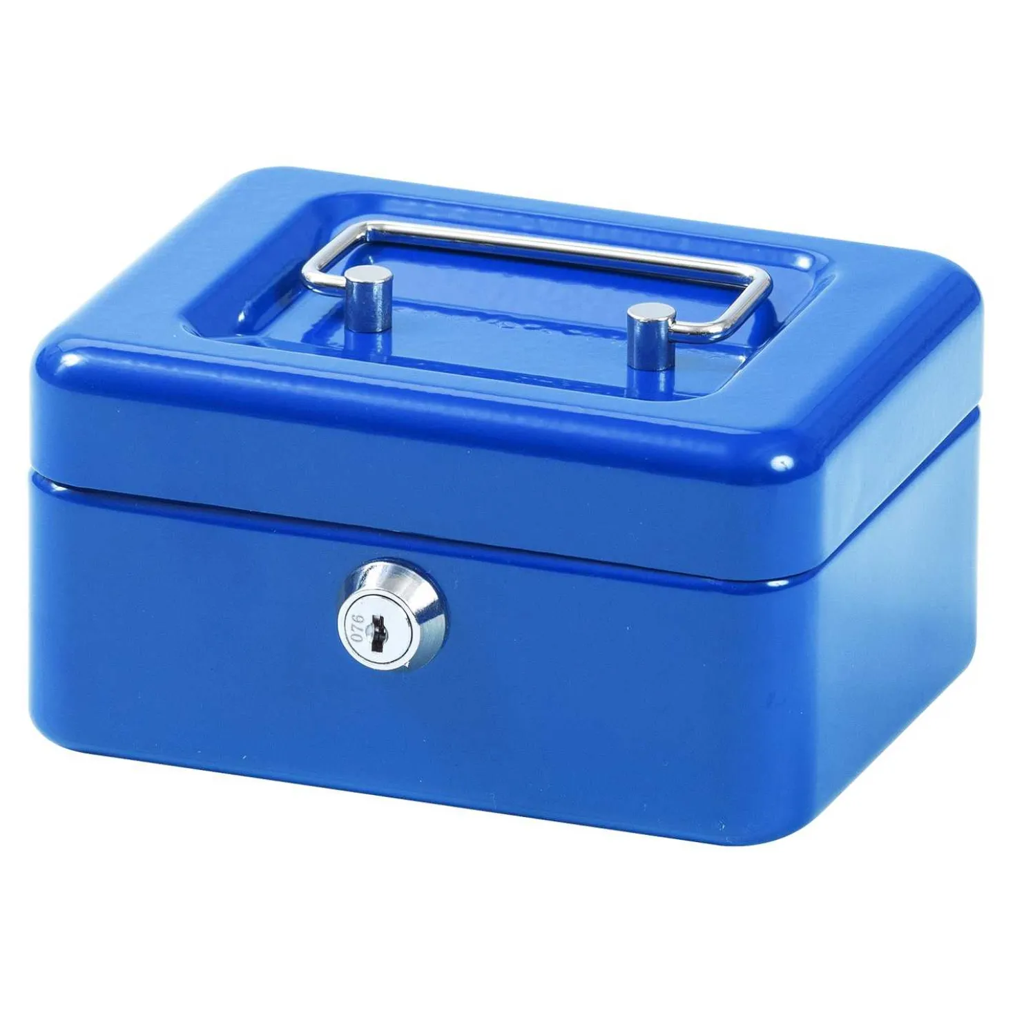 novooo Geldkassette Metall, blau, 15 x 11,5 x 8 cm