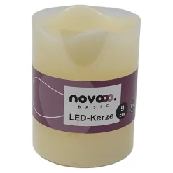 novooo LED Kerze champagner Farbe mit Timer, 7 x 9 cm