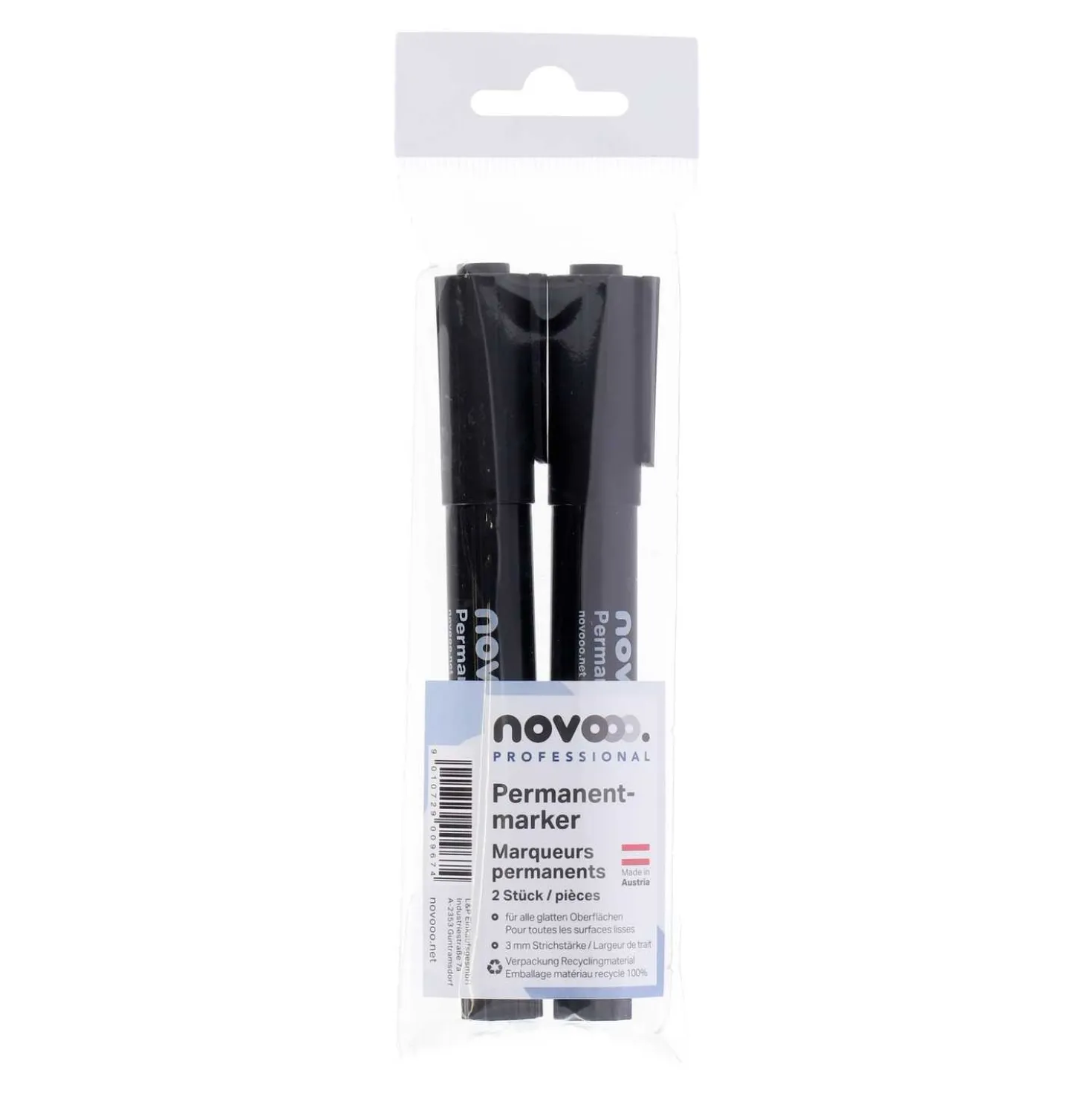 novooo Marker permanent rund, schwarz, 2 Stück
