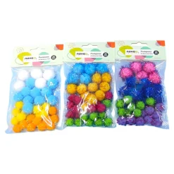 novooo Pompons . Glitter bunt, 35 Stück