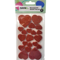 novooo Sticker Moosgummi Herzen, 40 Stück