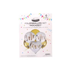O'Canny Folienballon-Set Hochzeit, Ø 46 cm, 6-teilig