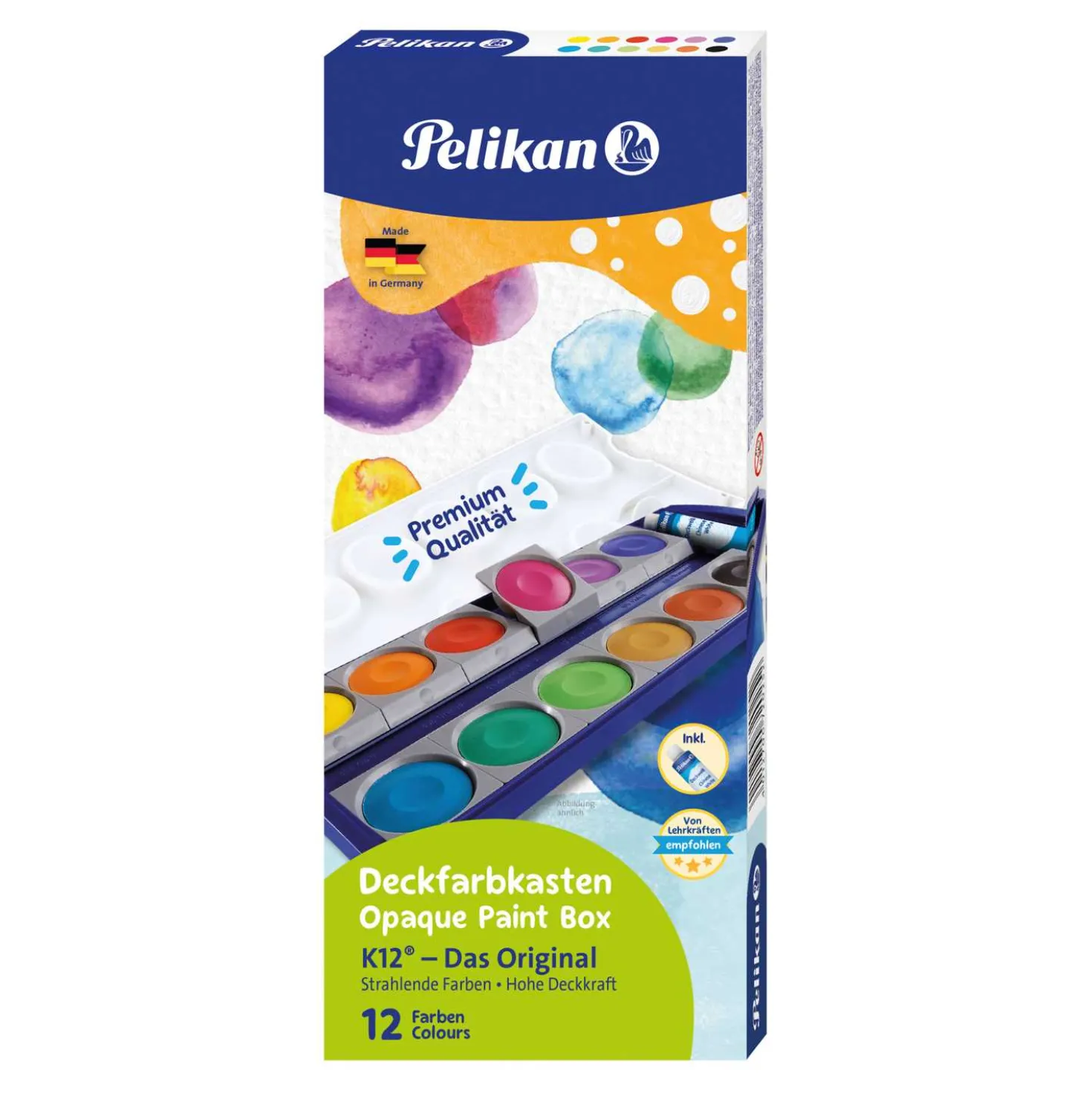 Pelikan Deckfarbkasten K12 12 Farben + 1 Deckweiß