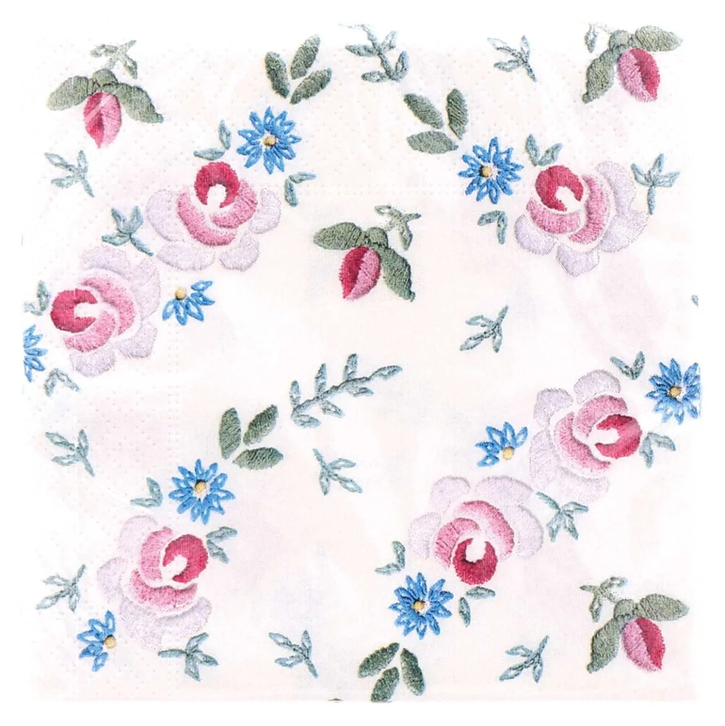 Servietten Blumenstickerei, 25 x 25 cm, 20 Stück