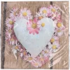 Servietten Herz mit Blumen, 33 x 33 cm, 20 Stück