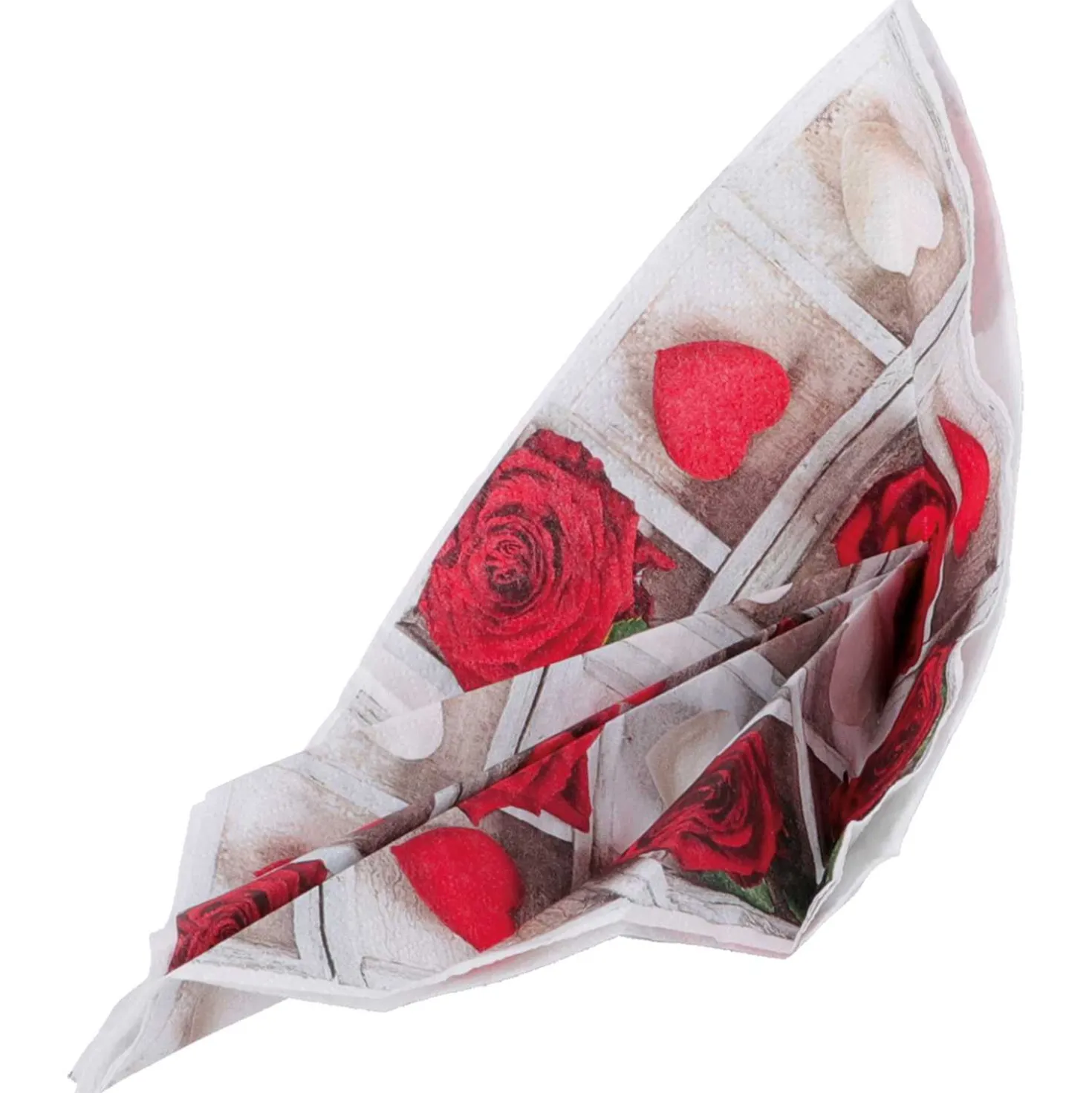 Servietten Rosen und Herzen, 33 x 33 cm, 20 Stück