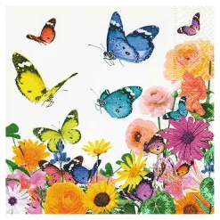 Servietten Schmetterlinge und Blumen, 33 x 33 cm, 20 Stück