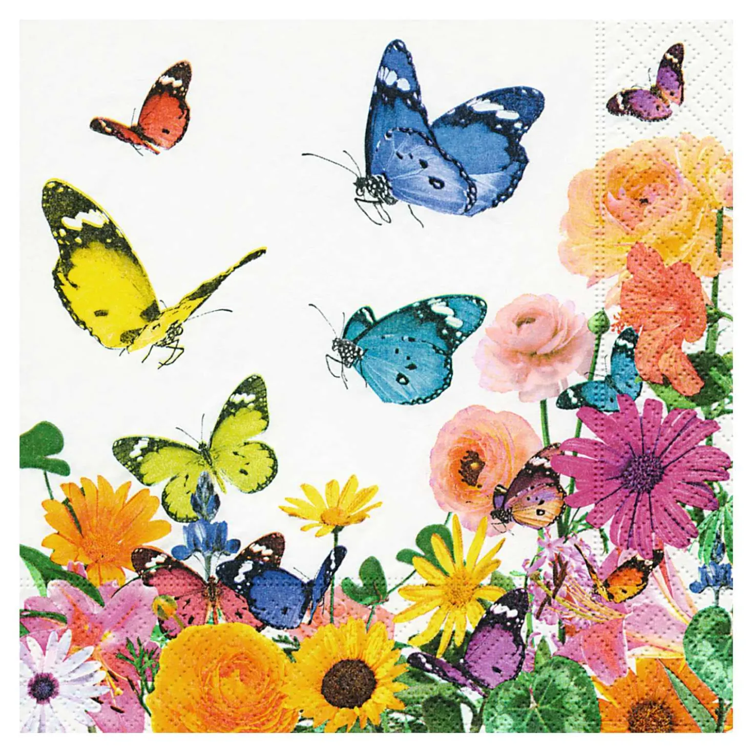 Servietten Schmetterlinge und Blumen, 33 x 33 cm, 20 Stück