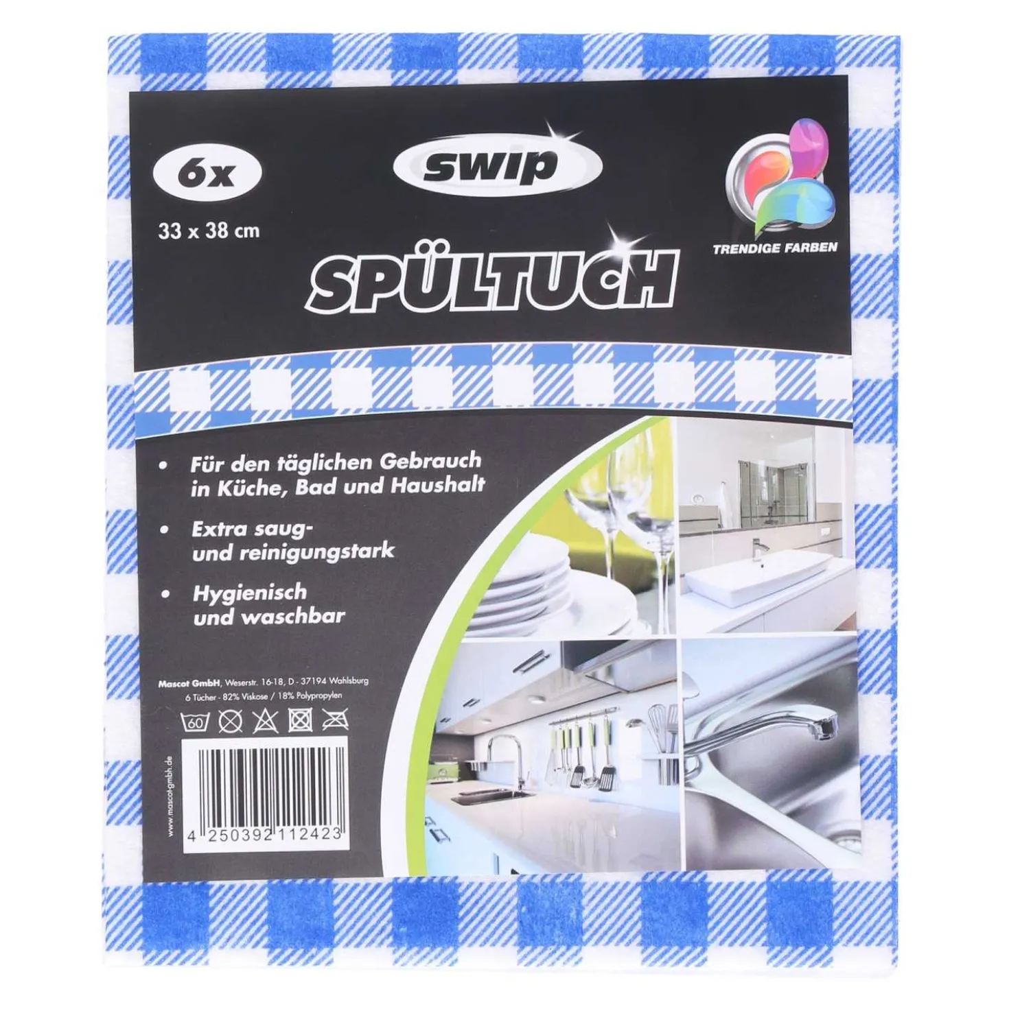 Spültuch, blau-weiß, 6 Stück