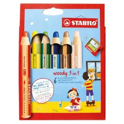 STABILO Buntstifte Woody 3in1, 6 Stück