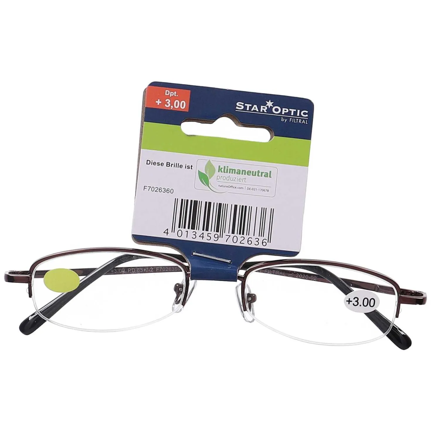 Star Optic Lesehilfe MD3 aus Metall +3,0 Dioptrien rot