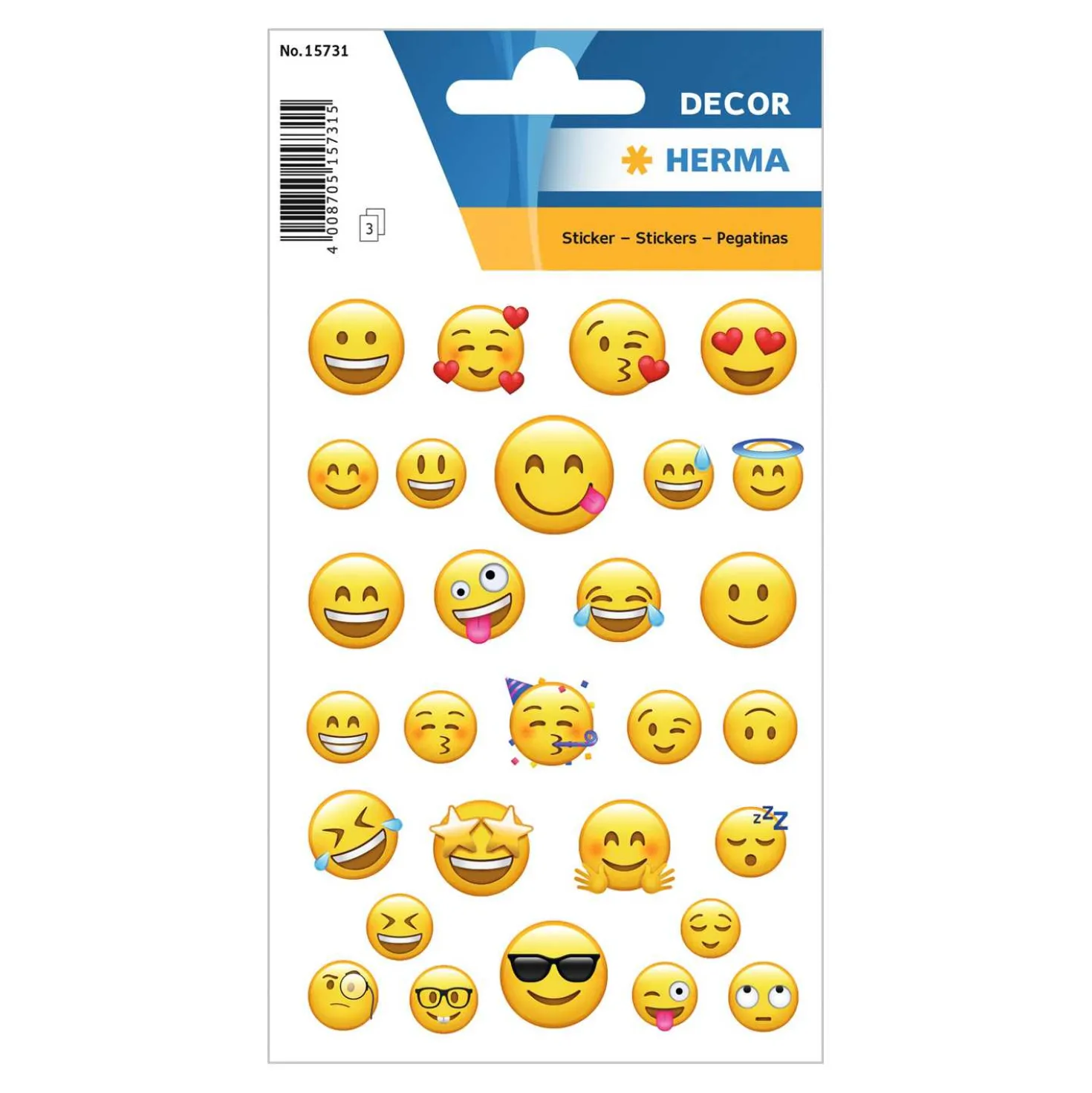 Sticker Emojis, 3 Blatt