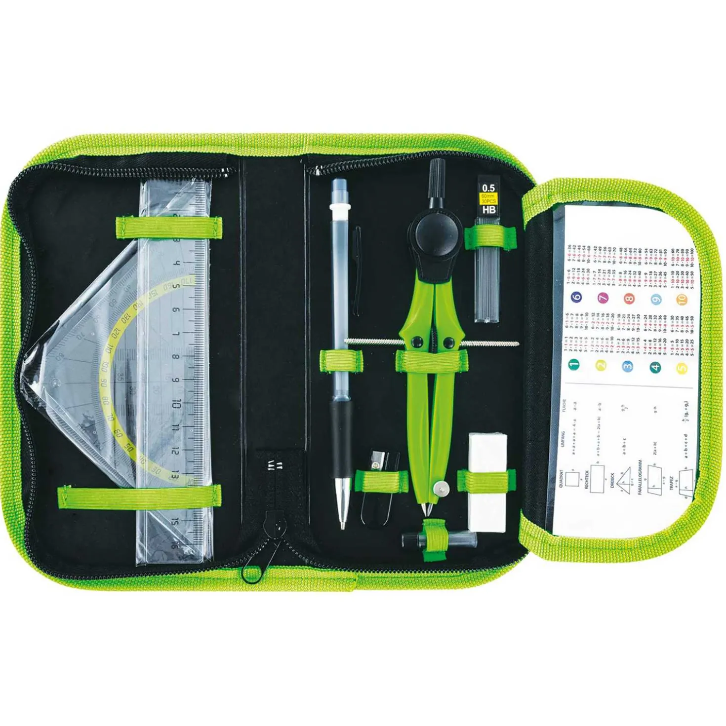STYLEX® Zirkel-Etui Geometrie-Set 10teilig 3fach