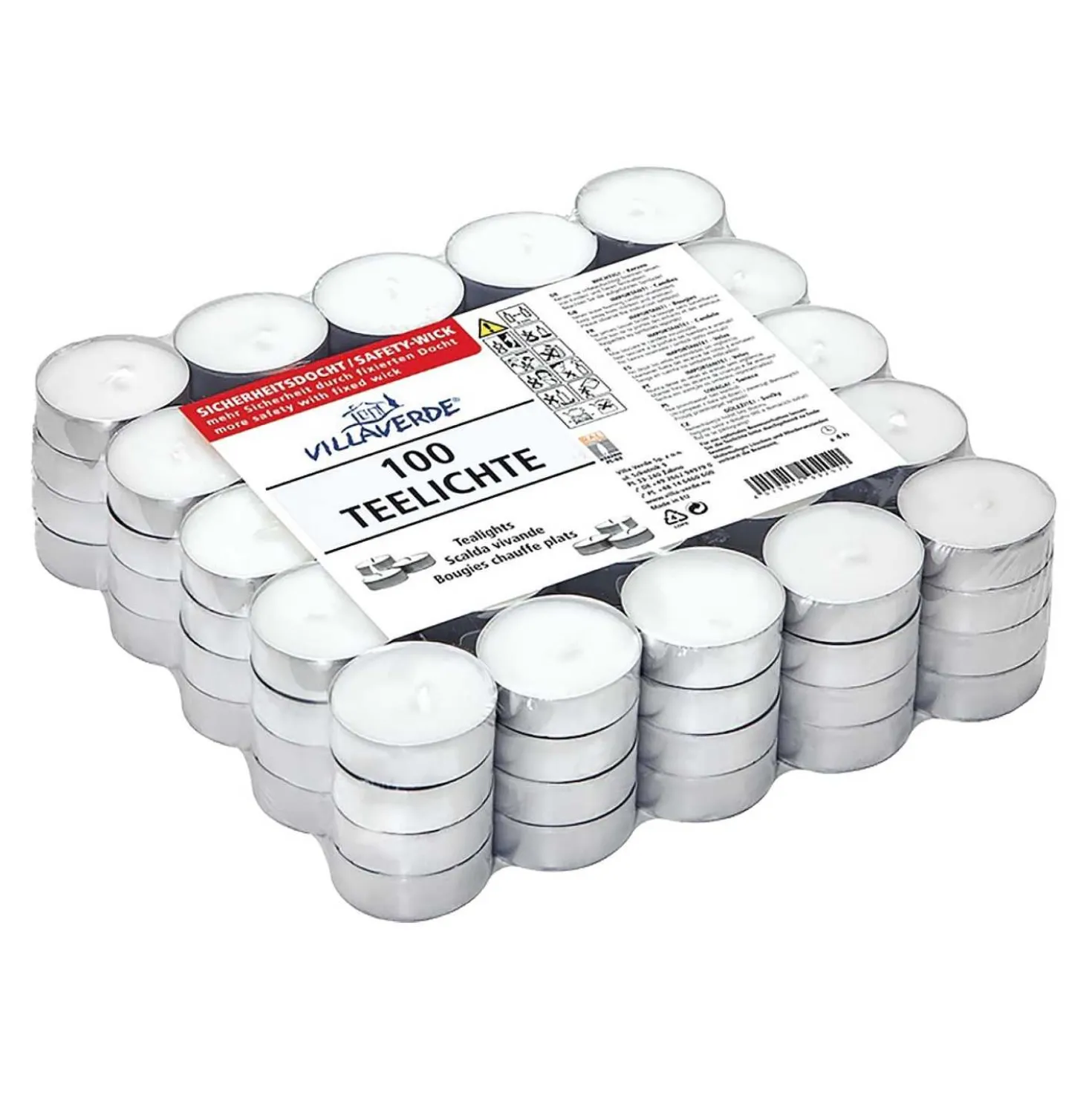 Teelichte Blockpackung, weiß, 100 Stück