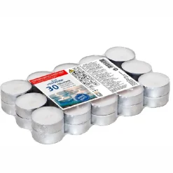 Teelichte 4h Brenndauer, weiß, 30 Stück