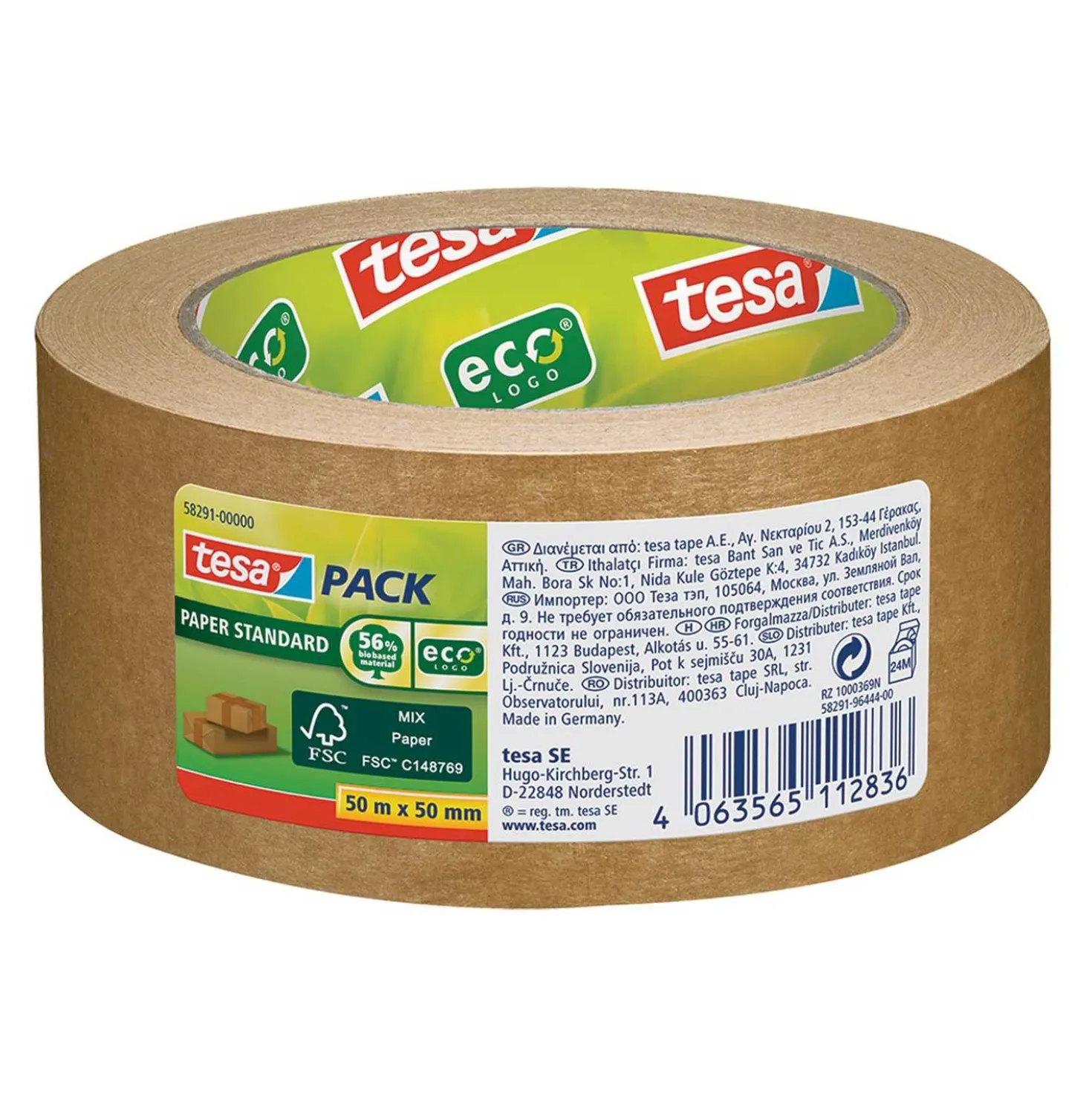 Tesa Paketklebeband Papier Standard, 50 m x 50 mm
